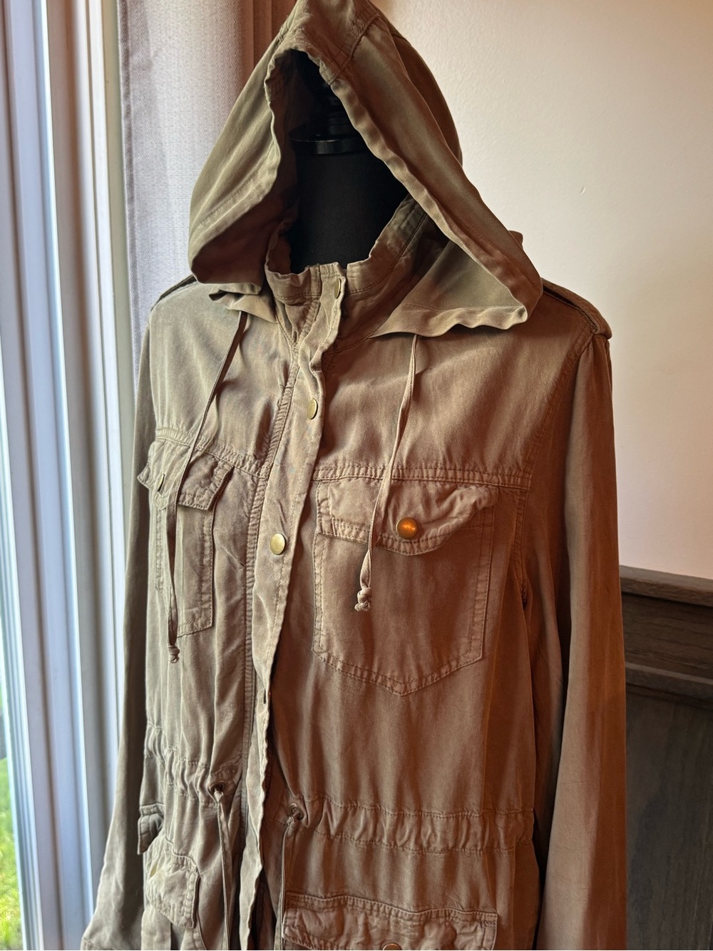 Angie Hooded Utility Jacket in Olive Medium - Picture 2 of 9